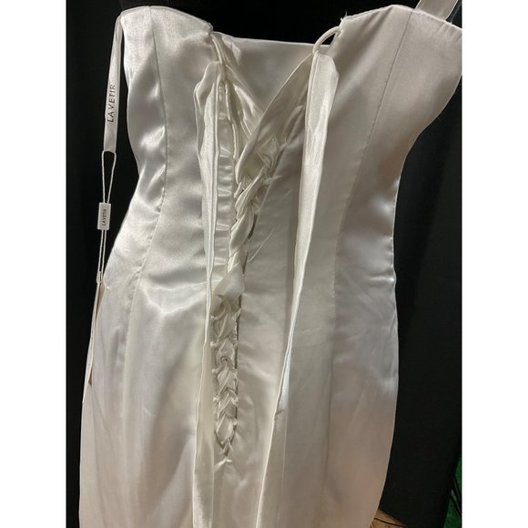 NWT Lavetir White One Shoulder Bridesmaid Wedding Dress Small - Picture 6 of 15